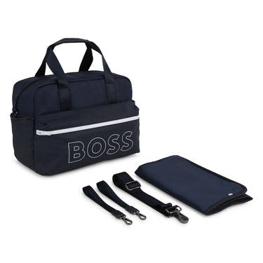 BOSS Pañalera color azul marino big logo al frente